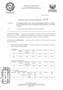 BIR sets higher base prices for cigarettes, vaping&hellip;
