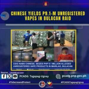 9.1 million pesos in unregistered vape products seized…