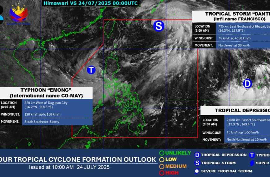 Emong intensifies into typhoon